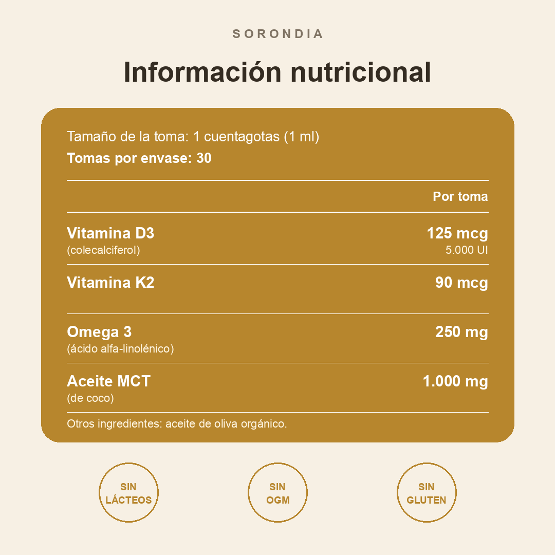 Gotas de Vitamina D3 + K2 + Omega 3 · 50 ml