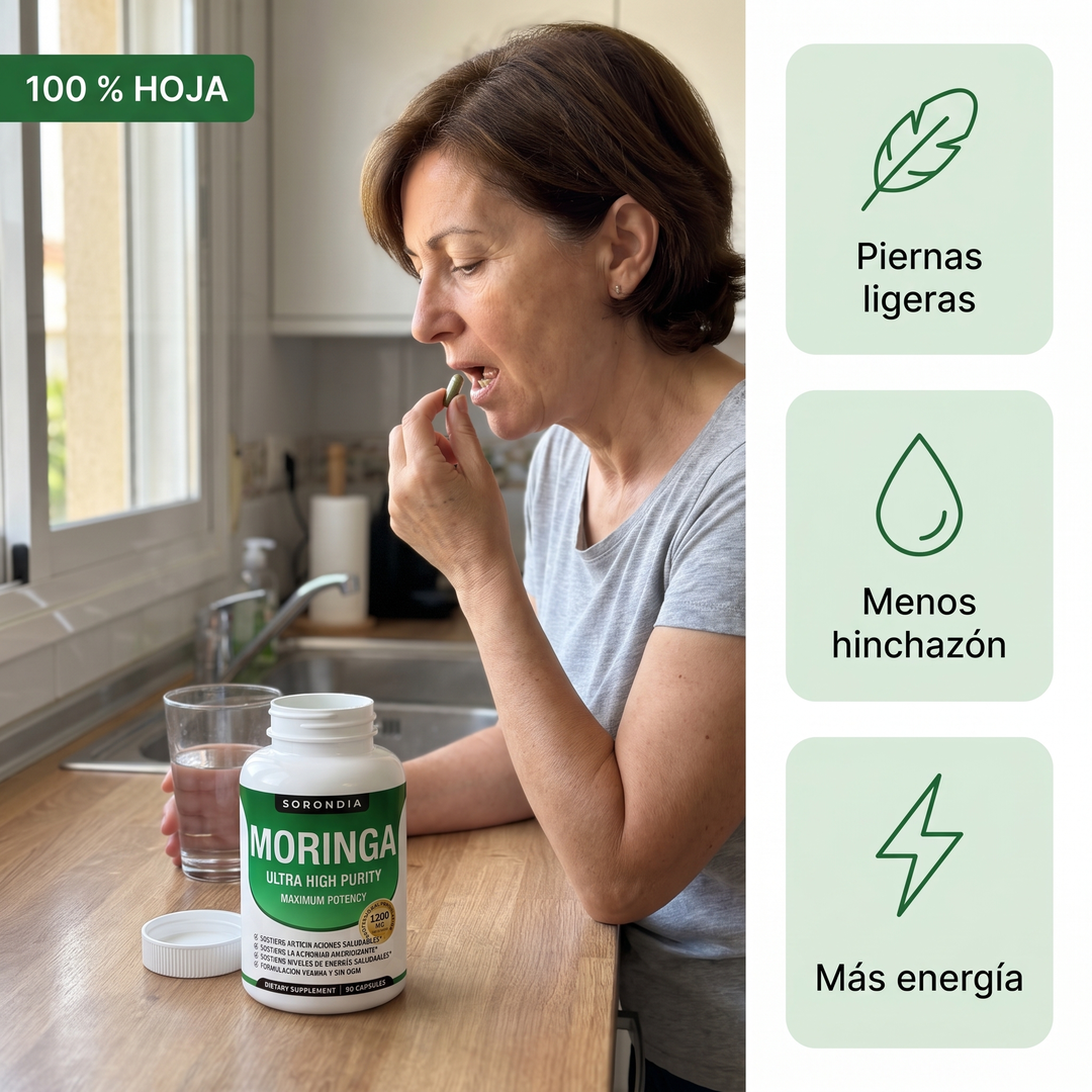 Moringa Pura 1200 mg Sorondia hoja de moringa 90 cápsulas