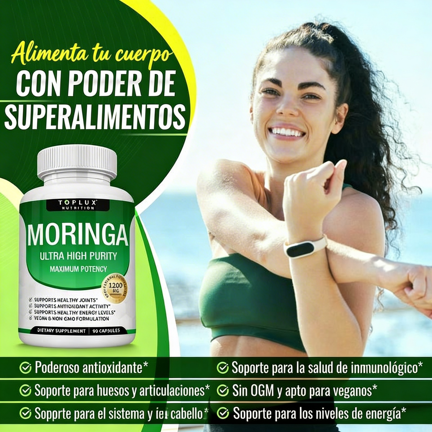 Moringa Pura 1200mg (90 Cápsulas)