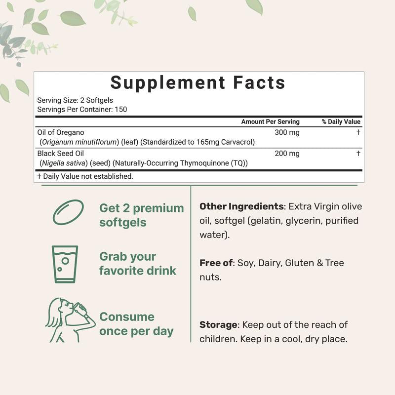 Cápsulas de Aceite de Orégano (Pack de 150 Cápsulas)