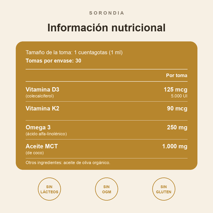 Gotas de Vitamina D3 + K2 + Omega 3 · 50 ml