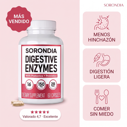 Enzimas Digestivas para Hinchazón y Gases Sorondia 60 cápsulas · G1
