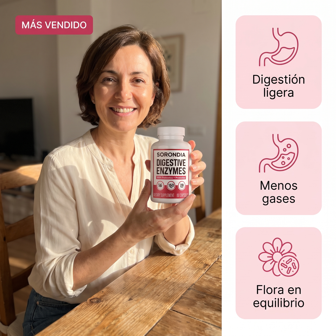 Enzimas Digestivas para Hinchazón y Gases Sorondia 60 cápsulas