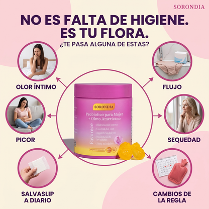 Probiótico íntimo para mujer en gomitas Sorondia sabor piña 60 gomitas