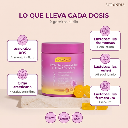 Probiótico íntimo para mujer en gomitas Sorondia sabor piña 60 gomitas
