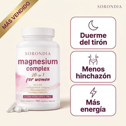 Magnesio Mujer 20 en 1 Sorondia 10 tipos de magnesio 120 cápsulas
