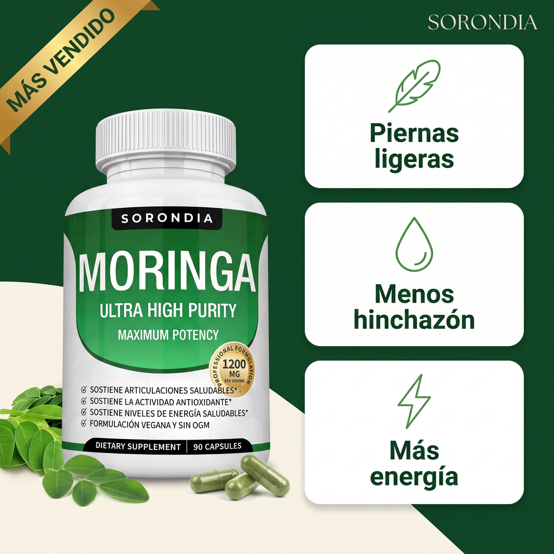 Moringa Pura 1200 mg Sorondia hoja de moringa 90 cápsulas