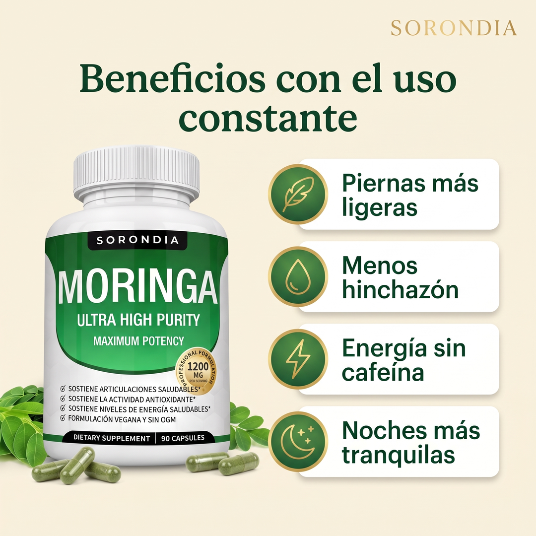 Moringa Pura 1200 mg Sorondia hoja de moringa 90 cápsulas