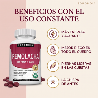Remolacha 2040 mg con pimienta negra Sorondia 90 comprimidos
