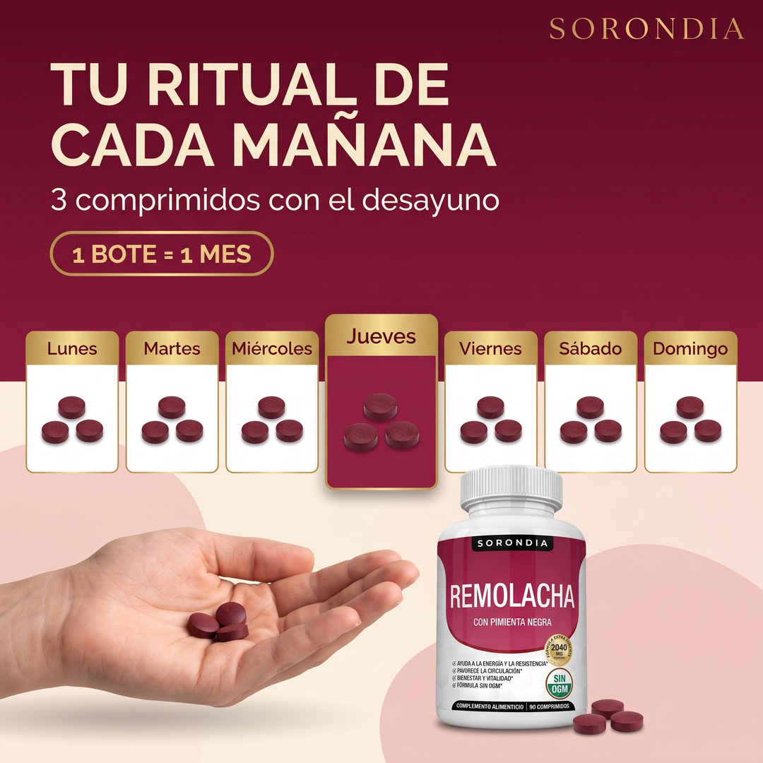 Remolacha 2040 mg con pimienta negra Sorondia 90 comprimidos