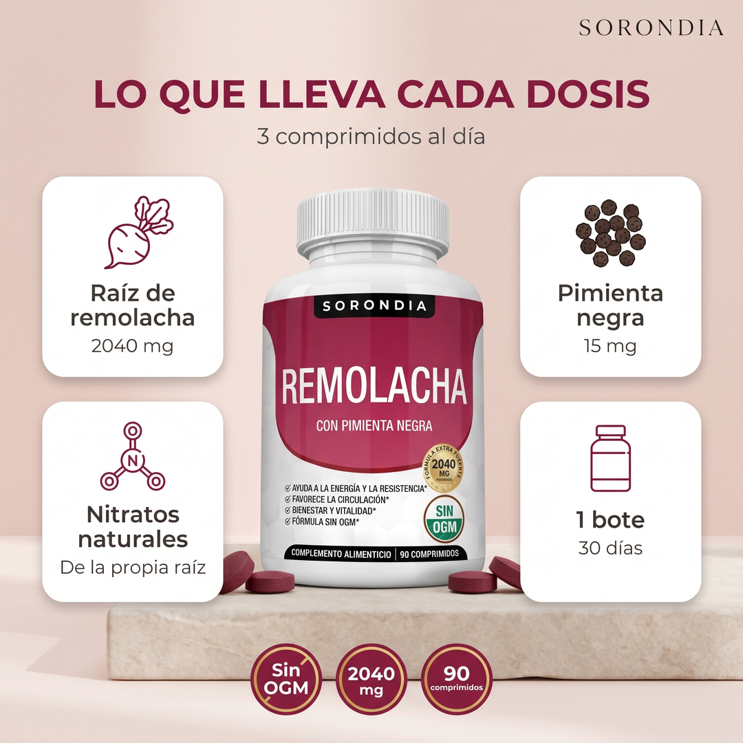 Remolacha 2040 mg con pimienta negra Sorondia 90 comprimidos