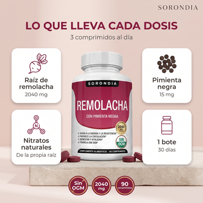 Remolacha 2040 mg con pimienta negra Sorondia 90 comprimidos