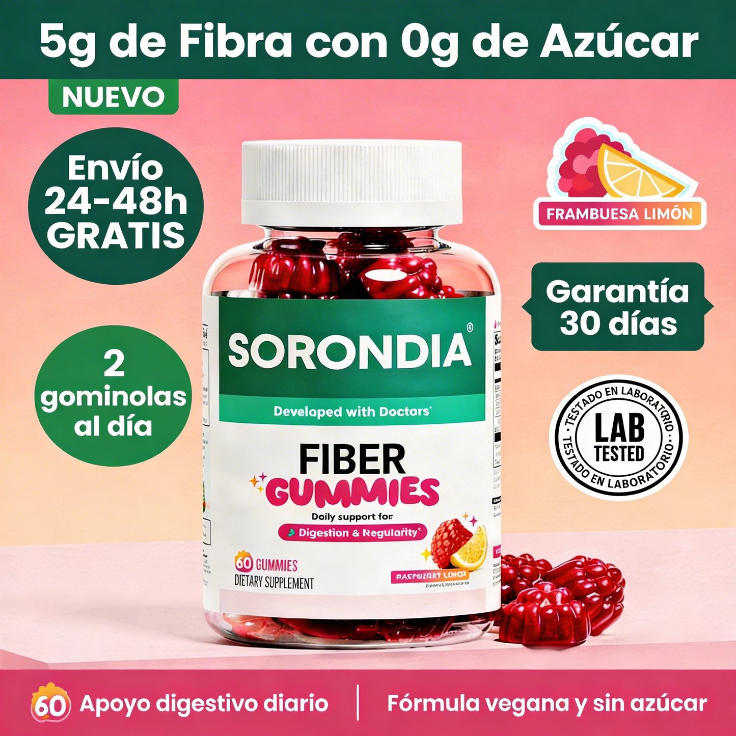 Fiber Gummies Prebióticas (Pack de 60 Gomitas)