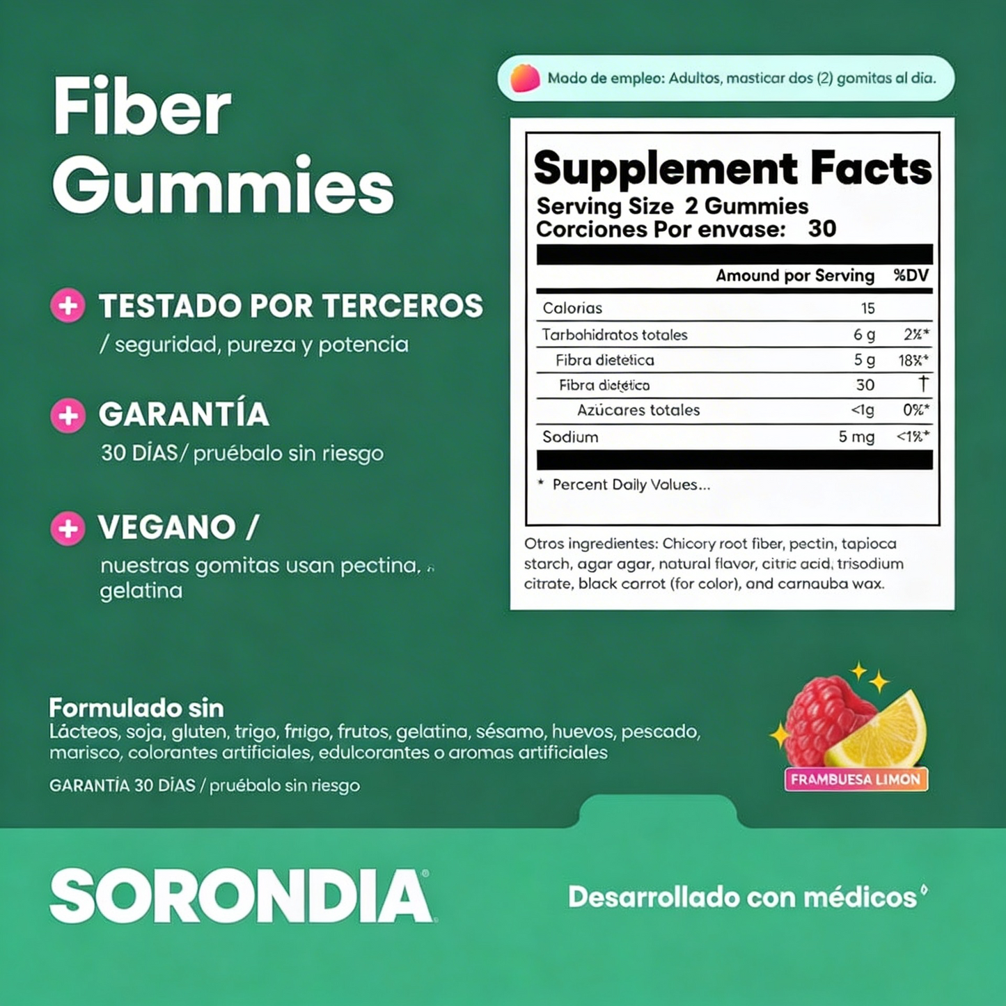 Fiber Gummies Prebióticas (Pack de 60 Gomitas)
