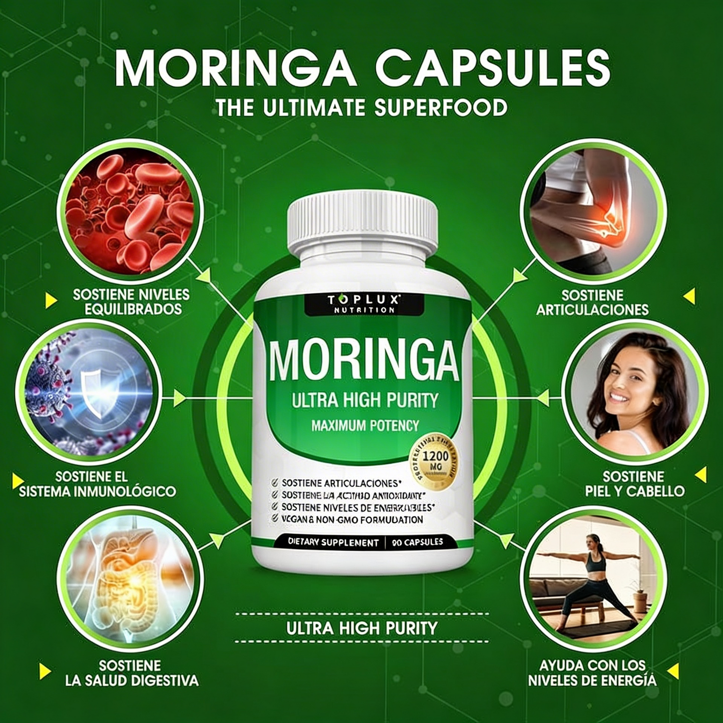 Moringa Pura 1200mg (90 Cápsulas)